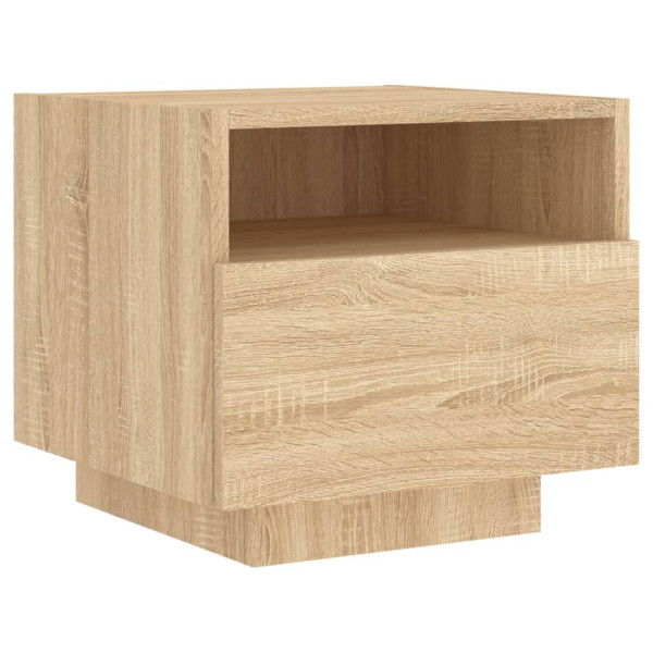Szafka Nocna Stolik Komoda Brązowa z Szufladą z LED Do Sypialni 40x39x37 cm 745270