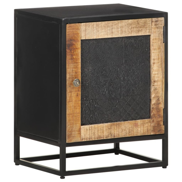 Szafka Nocna Stolik Komoda Czarna z Drzwiami Do Sypialni 40x30x50 cm 743950