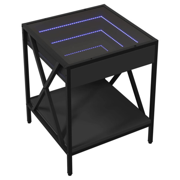 Szafka Nocna Stolik Komoda Czarna z LED Do Sypialni 40x40x49 cm 745461