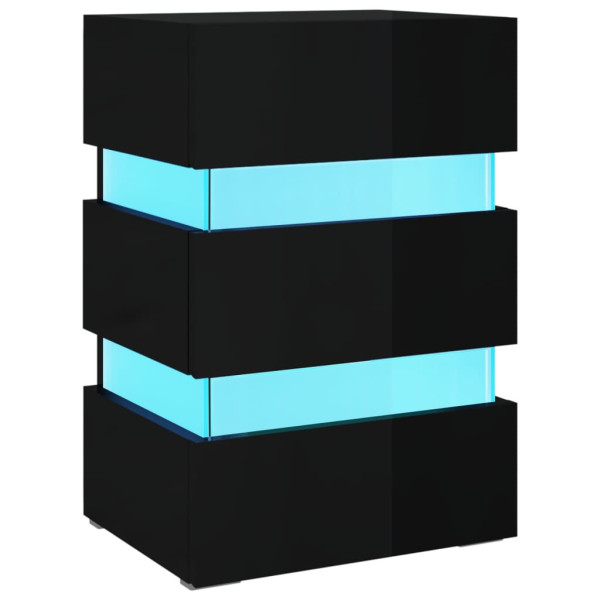 Szafka Nocna Stolik Komoda Czarna z LED Do Sypialni 45x35x67 cm 740248