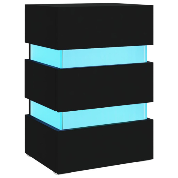 Szafka Nocna Stolik Komoda Czarna z LED Do Sypialni 45x35x67 cm 740240