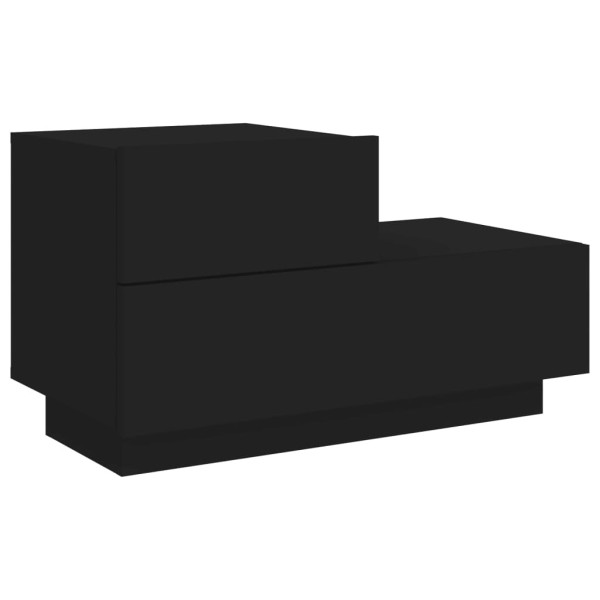 Szafka Nocna Stolik Komoda Czarna z LED Do Sypialni 70x36x40,5 cm 742162