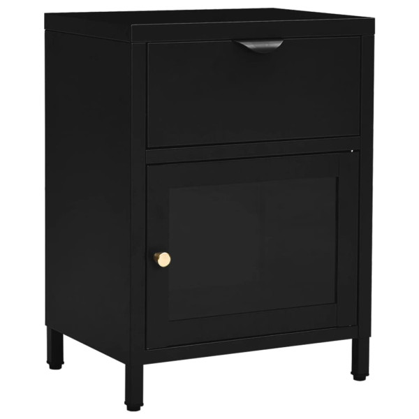 Szafka Nocna Stolik Komoda Czarna z Szufladą Do Sypialni 40x30x54,5 cm 742858