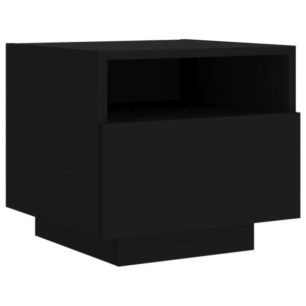 Szafka Nocna Stolik Komoda Czarna z Szufladą z LED Do Sypialni 40x39x37 cm 745314