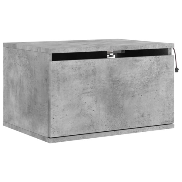 Szafka Nocna Stolik Komoda Szara Wisząca z LED Do Sypialni 50x36x30 cm 741292