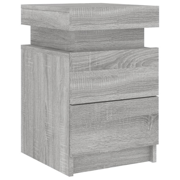 Szafka Nocna Stolik Komoda Szara z LED Do Sypialni 35x39x55 cm 743132