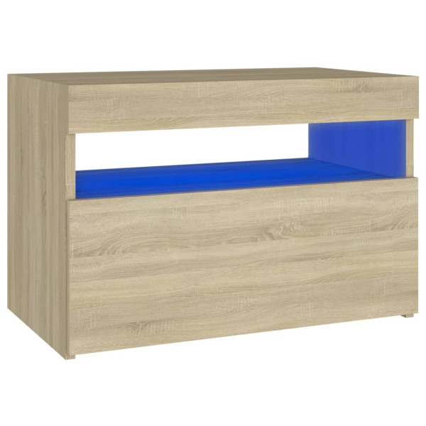 Szafka Nocna Stolik Komoda Szara z LED Do Sypialni 60x35x40 cm 740553