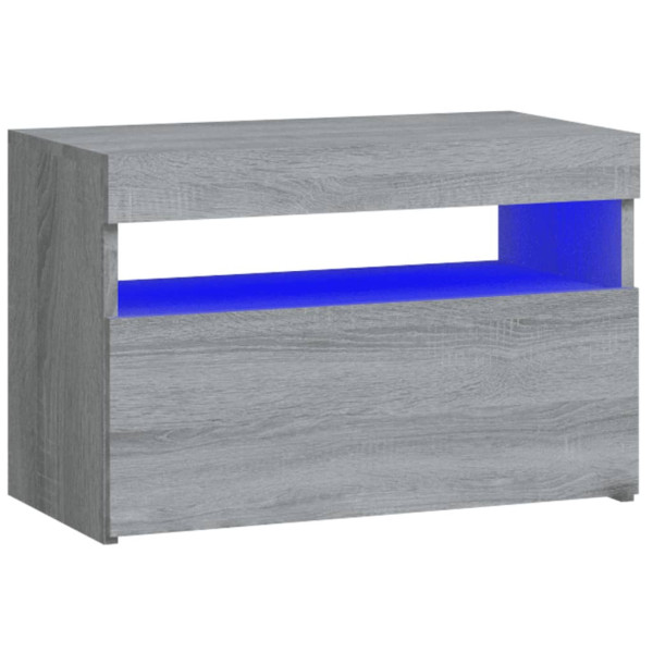 Szafka Nocna Stolik Komoda Szara z LED Do Sypialni 60x35x40 cm 740544