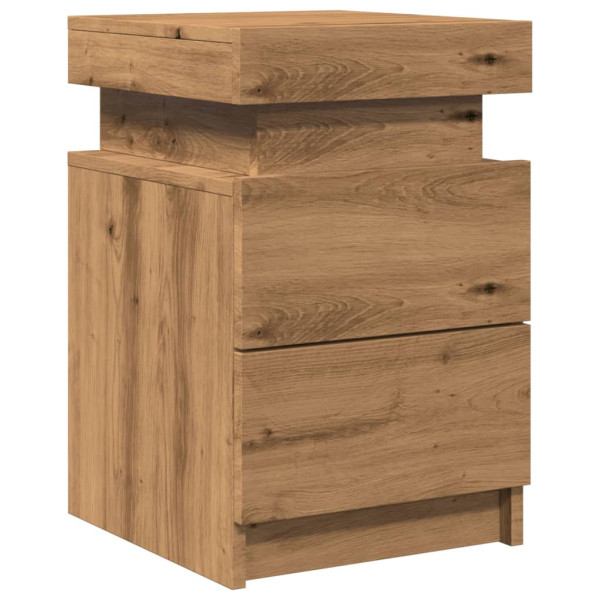 Szafka Nocna Stolik Komoda Szara z Szufladą z LED Do Sypialni 35x39x55 cm 742851