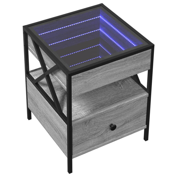 Szafka Nocna Stolik Komoda Szara z Szufladą z LED Do Sypialni 40x40x51 cm 747771