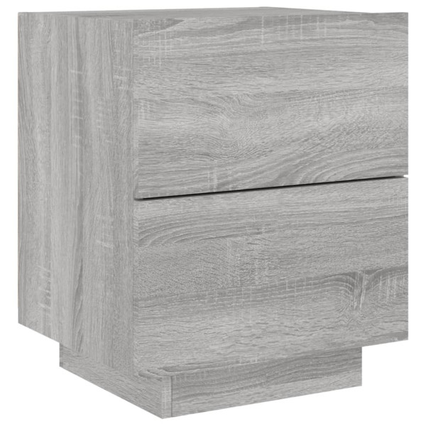 Szafka Nocna Stolik Komoda Szara z Szufladą z LED Do Sypialni 45x40x55 cm 740536
