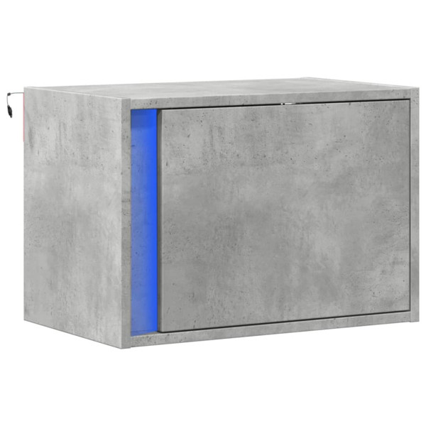Szafka Nocna Stolik Szara z Szufladą Wisząca z LED Do Sypialni 50x31x35 cm 740627