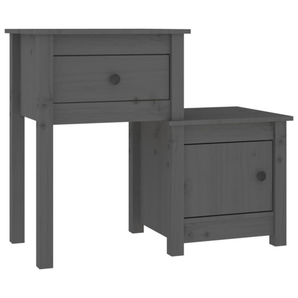Szafka Nocna Stolik Szara z Szufladą z Drzwiami Do Sypialni 79,5x38x65,5 cm 743905