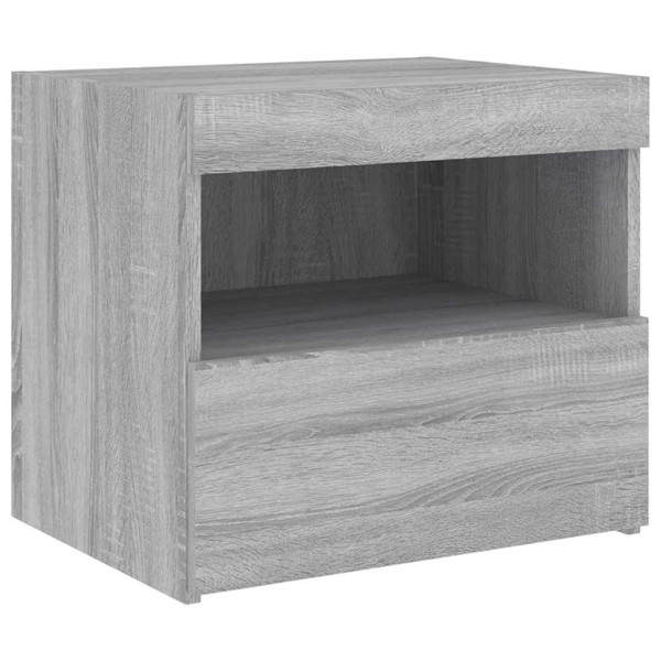 Szafka Nocna Szara Komoda Stolik Półka Nocna Do Sypialni LED 50x40x45 cm 857582