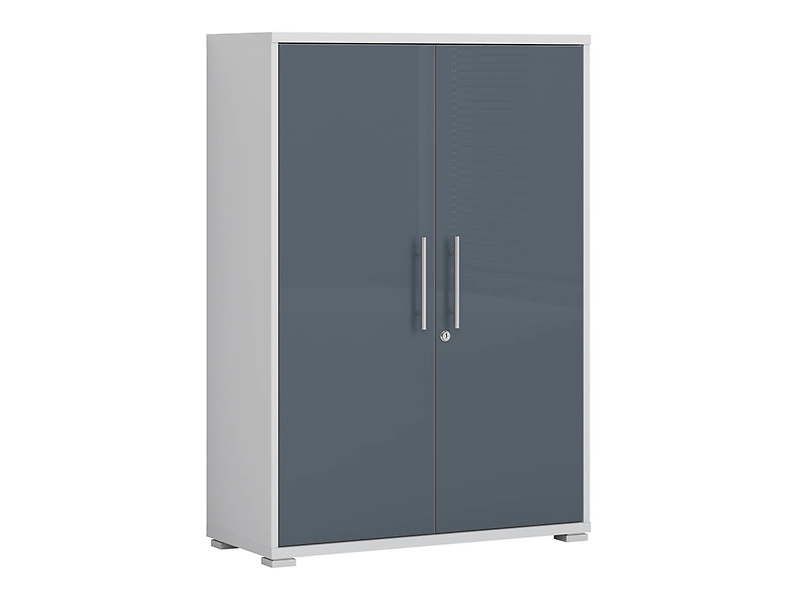 Szafka Office Lux 79 cm dwudrzwiowa na klucz jasny szary/grafit szkło 15616