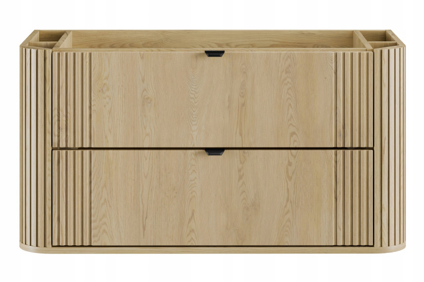 Szafka OVALIA 100 cm Dąb Cremona ryflowany front czarne uchwyty nowoczesna 738477