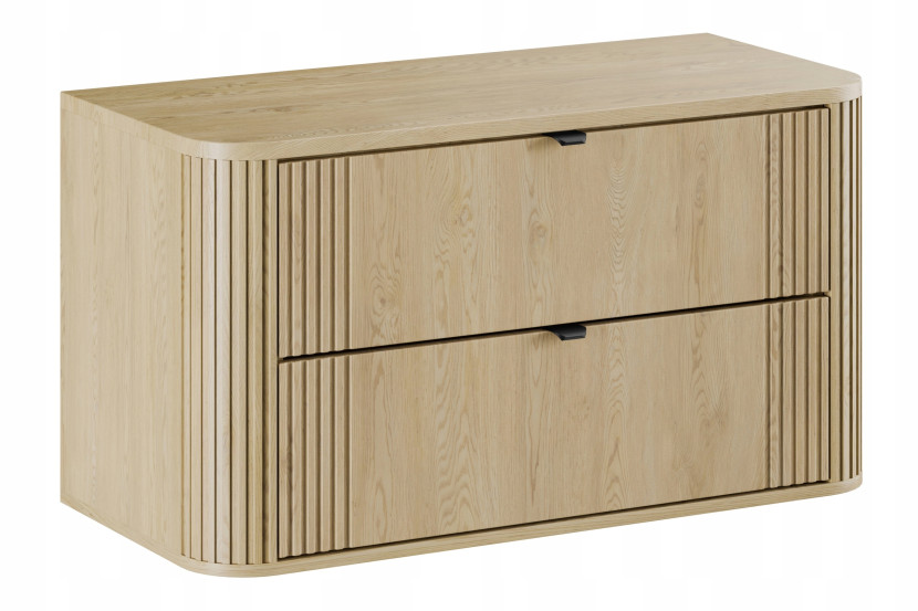 Szafka OVALIA 100 cm Dąb Cremona z blatem ryflowany front czarne uchwyty 738473