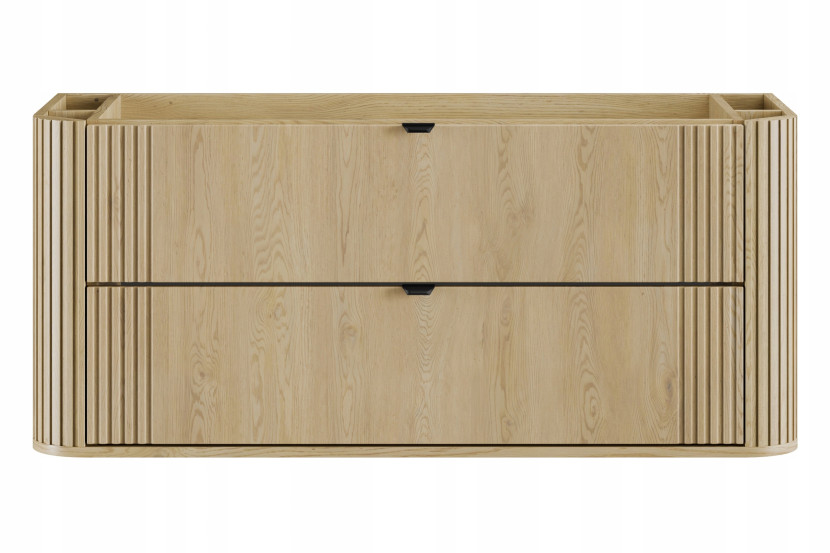 Szafka OVALIA 120 cm Dąb Cremona ryflowany front czarne uchwyty nowoczesna 738478