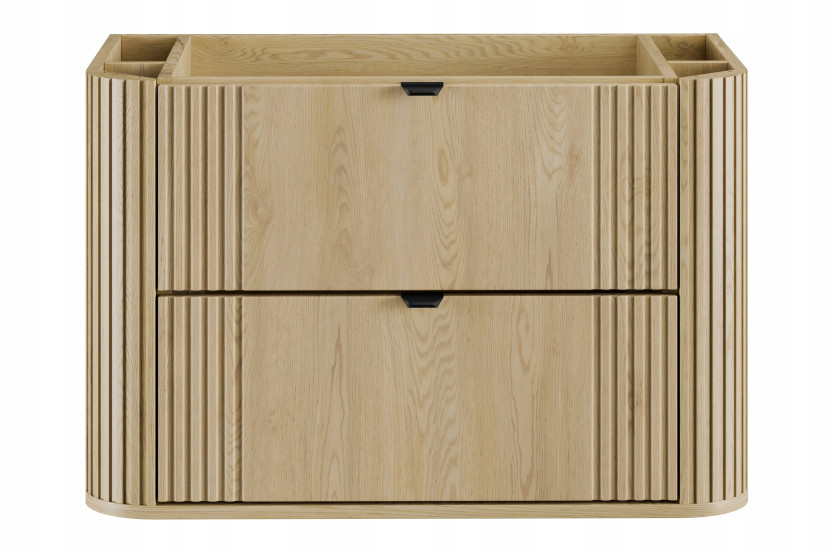 Szafka OVALIA 80 cm Dąb Cremona ryflowany front czarne uchwyty nowoczesna 738476