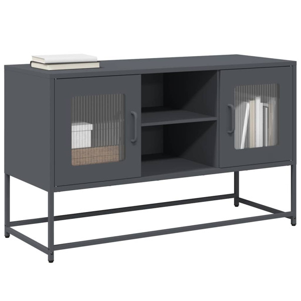 Szafka Pod Telewizor Antracytowa Półka Szafka RTV Stalowa 100.5x39x60.5 cm 867097
