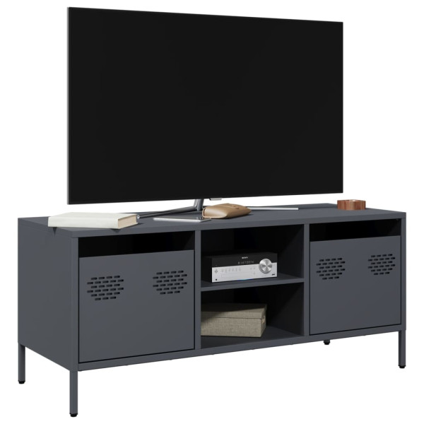Szafka Pod Telewizor Antracytowa Półka Szafka RTV Stalowa 101.5x39x43.5 cm 867833