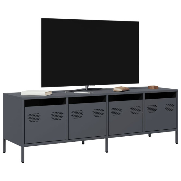 Szafka Pod Telewizor Antracytowa Półka Szafka RTV Stalowa 135x39x43.5 cm 867138