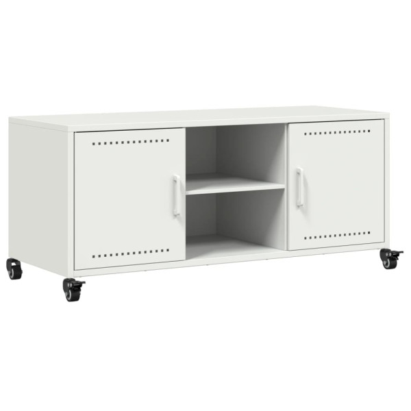 Szafka Pod Telewizor Biała Półka Szafka RTV Stalowa 100.5x39x43.5 cm 867981