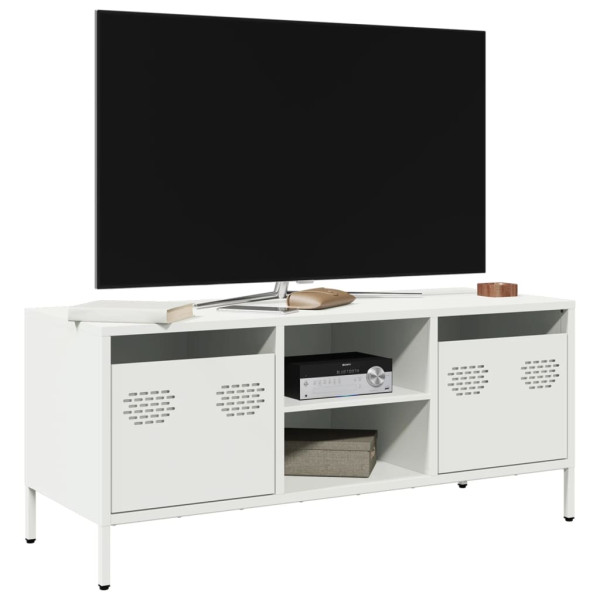 Szafka Pod Telewizor Biała Półka Szafka RTV Stalowa 101.5x39x43.5 cm 868000