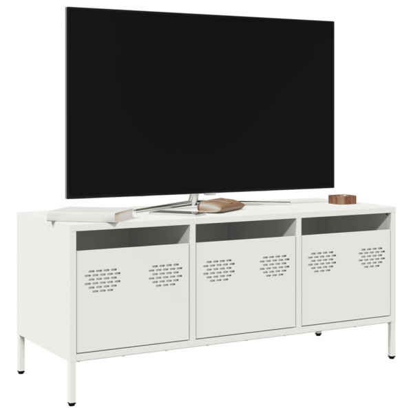 Szafka Pod Telewizor Biała Półka Szafka RTV Stalowa 101.5x39x43.5 cm 867563