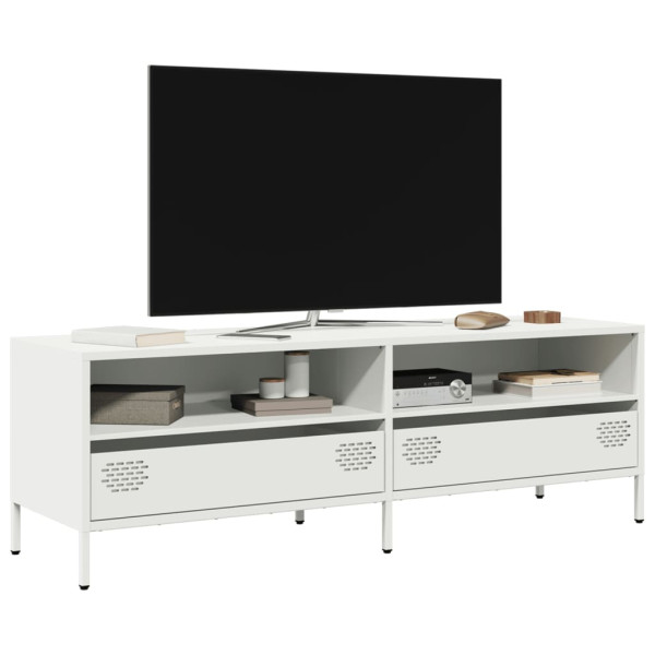 Szafka Pod Telewizor Biała Półka Szafka RTV Stalowa 135x39x43.5 cm 867095