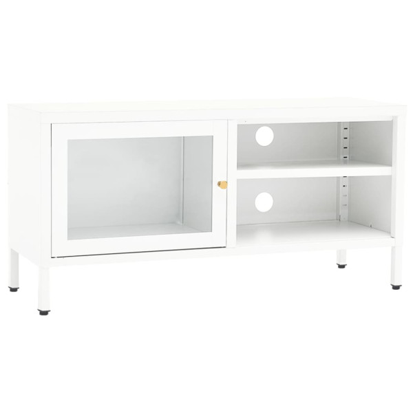 Szafka Pod Telewizor Biała Półka Szafka RTV Stalowa 90x30x44 cm 867539