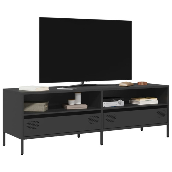 Szafka Pod Telewizor Czarna Półka Szafka RTV Stalowa 135x39x43.5 cm 867117