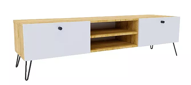 Szafka pod telewizor dąb craft + biały - Elska 648762