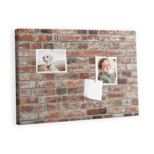 Tablica korkowa z nadrukiem organizer + pinezki Cegła mur 398496