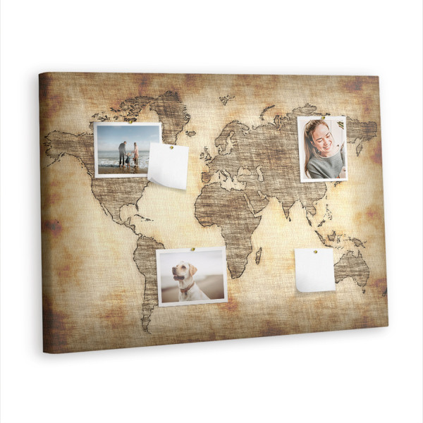 Tablica korkowa z nadrukiem organizer + pinezki Mapa 530603