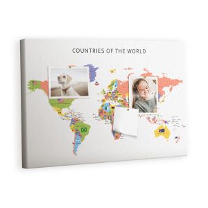 Tablica korkowa z nadrukiem planer + pinezki Mapa flag 426448