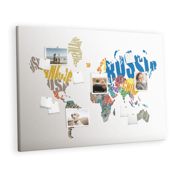 Tablica korkowa z nadrukiem planer + pinezki Mapa świata 407592
