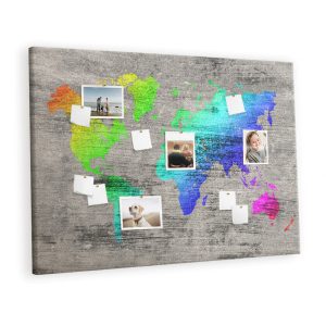 Tablica korkowa z nadrukiem planer + pinezki Mapa świata 355233