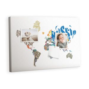 Tablica korkowa z nadrukiem planer + pinezki Mapa świata 407298