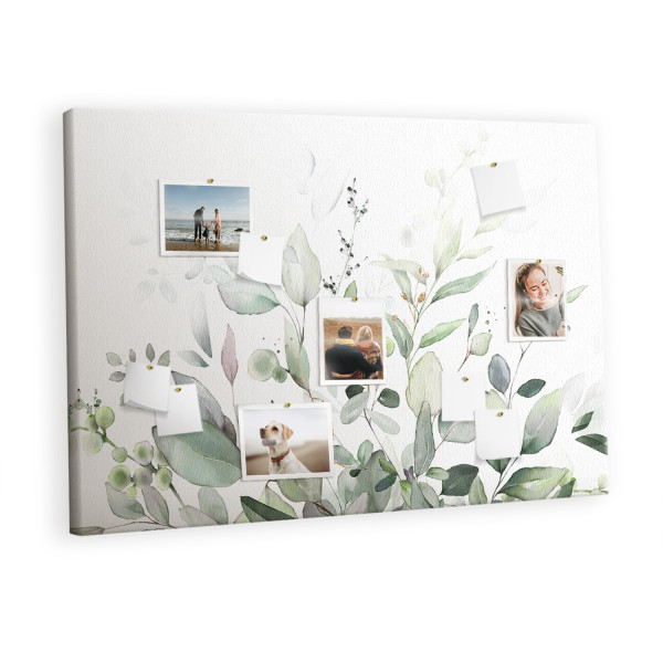 Tablica korkowa z nadrukiem planer + pinezki Rośliny liście 350929
