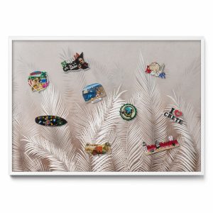 Tablica magnetyczna do powieszenia, boho liście, biała ramka, 100×70, Tulup 800555 Tablica magnetyczna do powieszenia, boho liście, biała ramka, 100×70, Tulup 800555