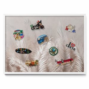 Tablica magnetyczna do powieszenia, boho liście, biała ramka, 70×50, Tulup 800623 Tablica magnetyczna do powieszenia, boho liście, biała ramka, 70×50, Tulup 800623