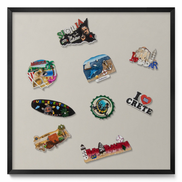 Tablica magnetyczna na magnesy, kremowy, czarna rama, 50x50, Tulup 793168