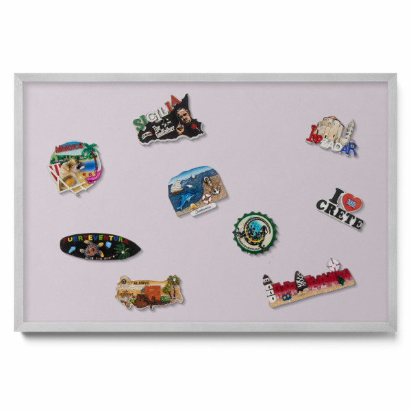 Tablica magnetyczna na magnesy, liliowy, srebrna rama, 60x40, Tulup 800465