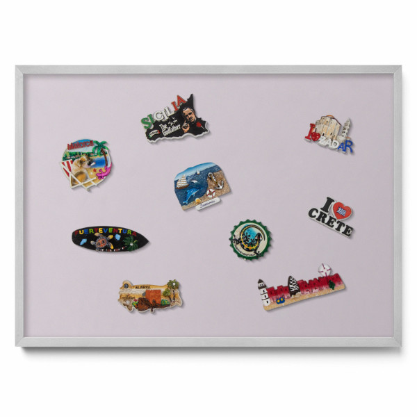 Tablica magnetyczna na magnesy, liliowy, srebrna rama, 70x50, Tulup 800466