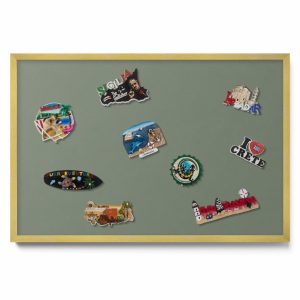 Tablica magnetyczna na magnesy, oliwkowy, złota rama, 60×40, Tulup 800651