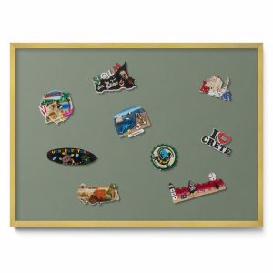 Tablica magnetyczna na magnesy, oliwkowy, złota rama, 70×50, Tulup 800477