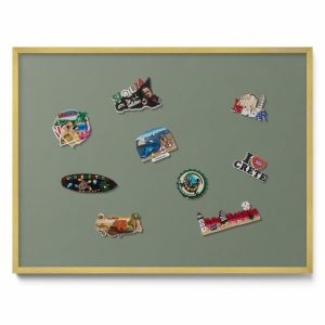 Tablica magnetyczna na magnesy, oliwkowy, złota rama, 80×60, Tulup 800448