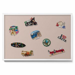 Tablica magnetyczna na magnesy, pudrowy róż beż, biała ramka, 60×40, Tulup 800514