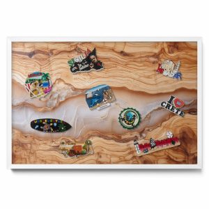 Tablica magnetyczna na ścianę, drewno z żywicą, biała ramka, 60×40, Tulup 800530 Tablica magnetyczna na ścianę, drewno z żywicą, biała ramka, 60×40, Tulup 800530